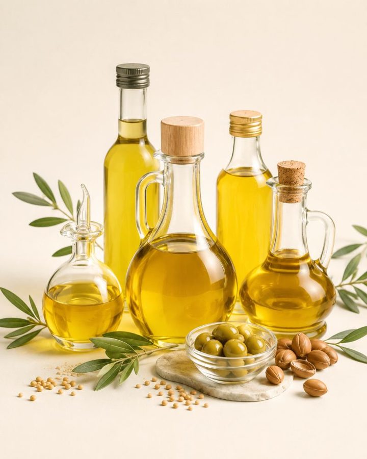 Bottles of vegetable oils β vegetable oils family